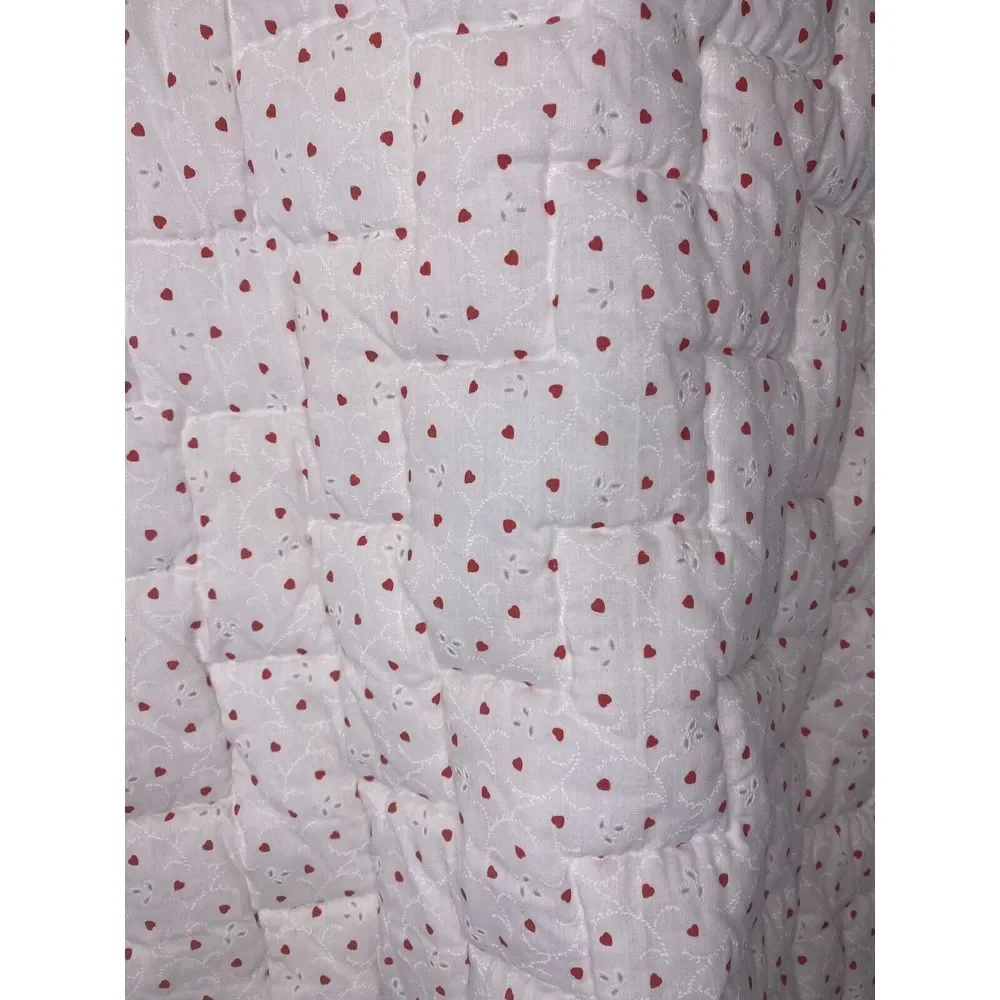 Vintage Baby Bed Patchwork Quilt Hearts‎ Hand Made Ditzy Floral Eyelet Blue Pink